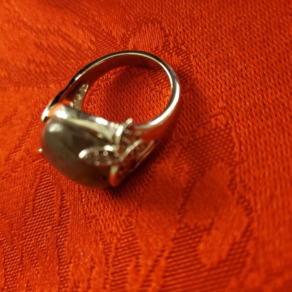 Ring -Blue green stone silver with butterflies 7 - Picture 2 of 8